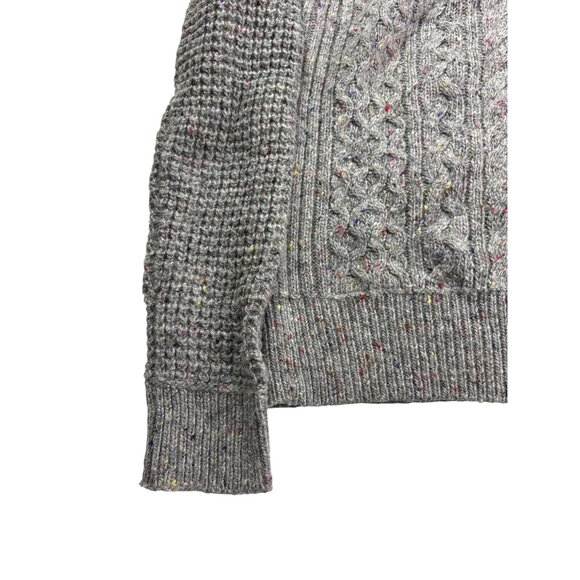 ANA A New Approach Cable Knit Sweater Gray Multicolor Flecks Size M Wool Blend - Picture 4 of 8